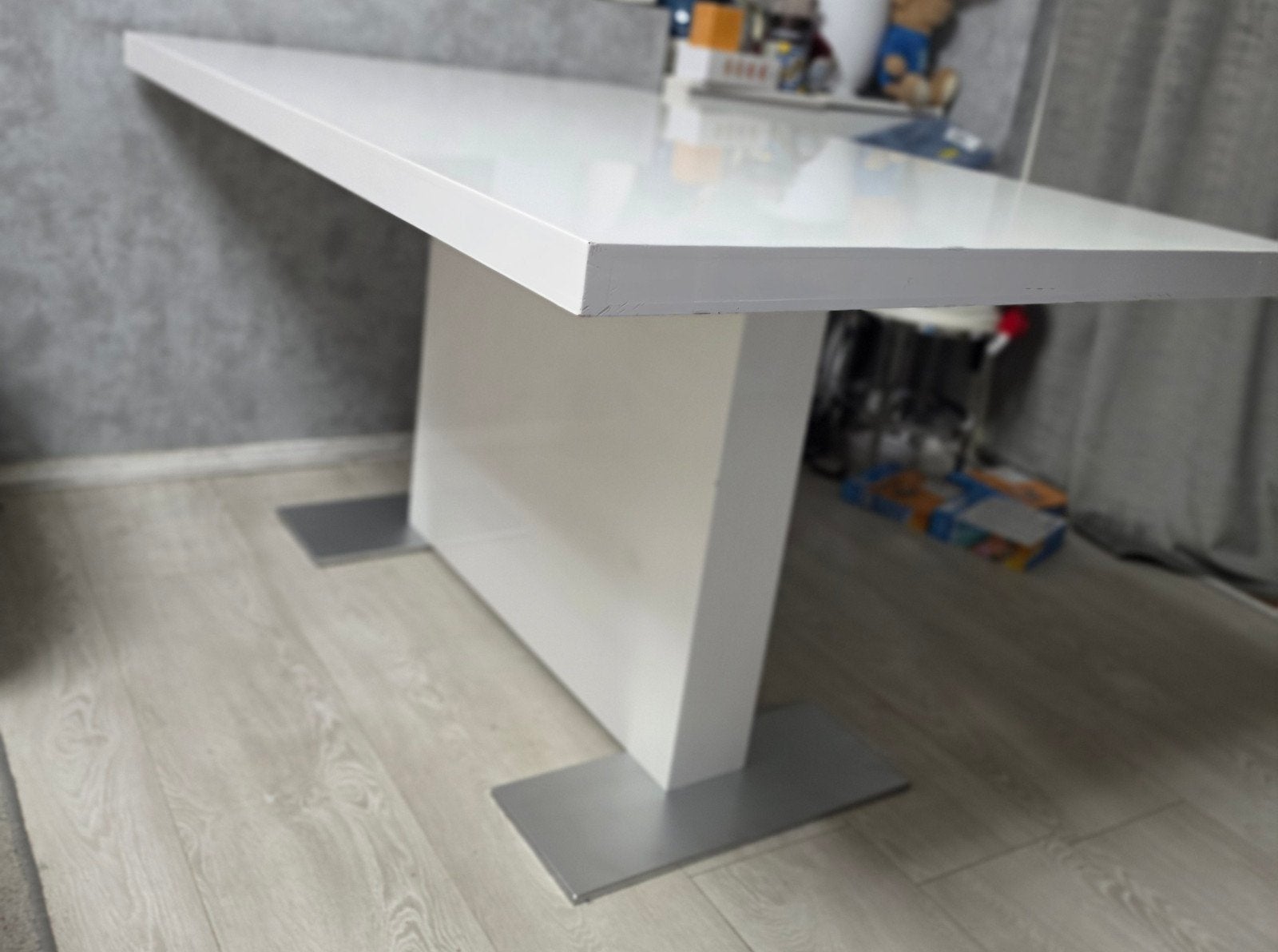 Hoogglans witte eettafel / salontafel (140x90x75 cm), Ophalen, Rechthoekig, 100 tot 150 cm, 50 tot 100 cm