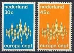 Nederland NVPH nr 1007/8 postfris Europazegels 1972, Ophalen of Verzenden, Na 1940, Postfris