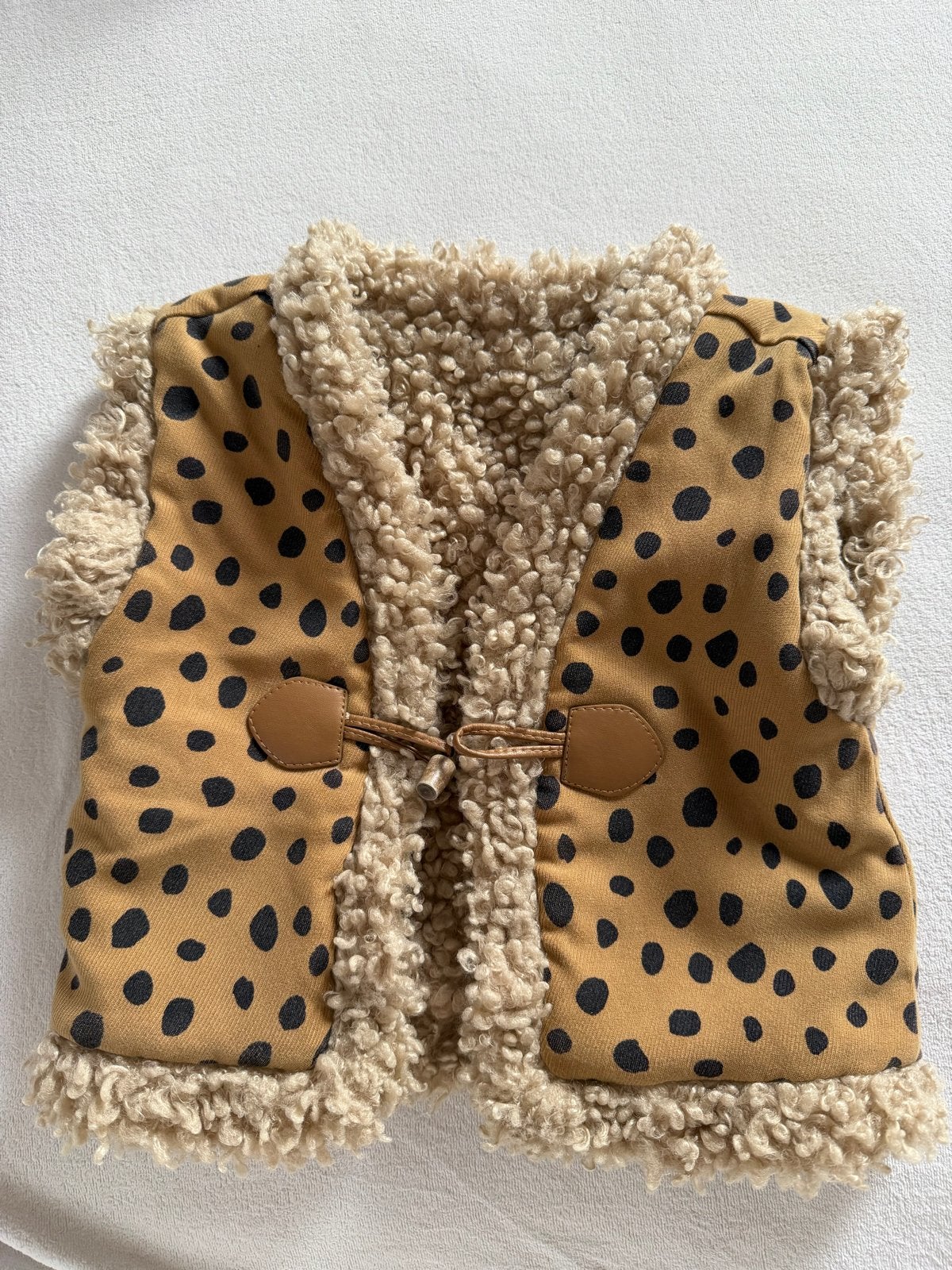 Leopard Liko Flo print teddy gilet voor baby's, Ophalen of Verzenden, Zo goed als nieuw, Jongetje of Meisje