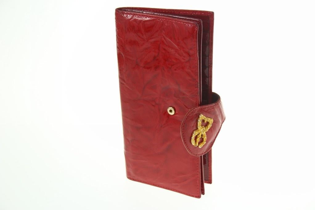 Portemonnee Dolce & Gabbana rood lak leer met goud DG, Sieraden, Tassen en Uiterlijk, Portemonnees, Gebruikt, Ophalen of Verzenden