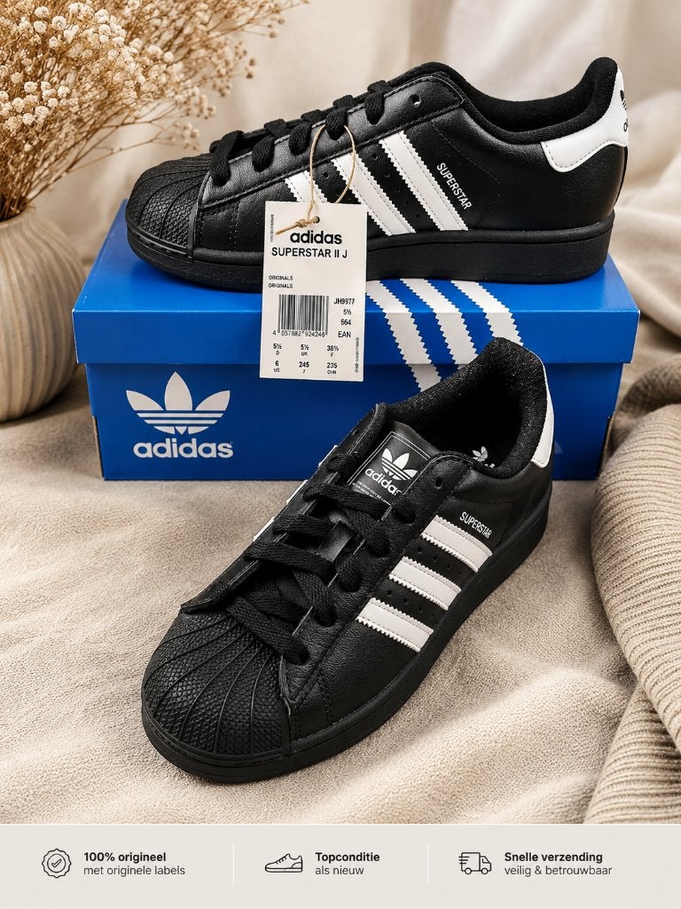 Adidas Superstar II J – Zwart/Wit – Maat 38⅔ Dames, Adidas, Zwart, Nieuw, Ophalen of Verzenden
