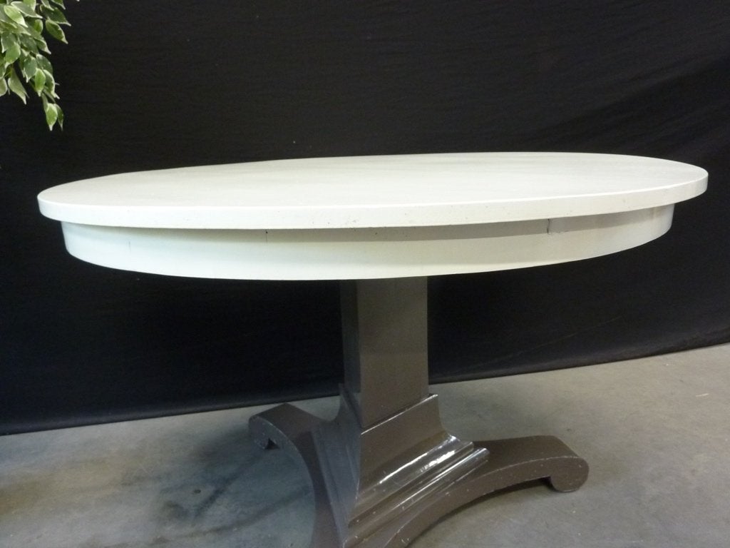 Gave ronde eetkamertafel / antieke tafel wit gelakt eettafel, Ophalen, Gebruikt, Handelsonderneming Hendriksen, Grenenhout