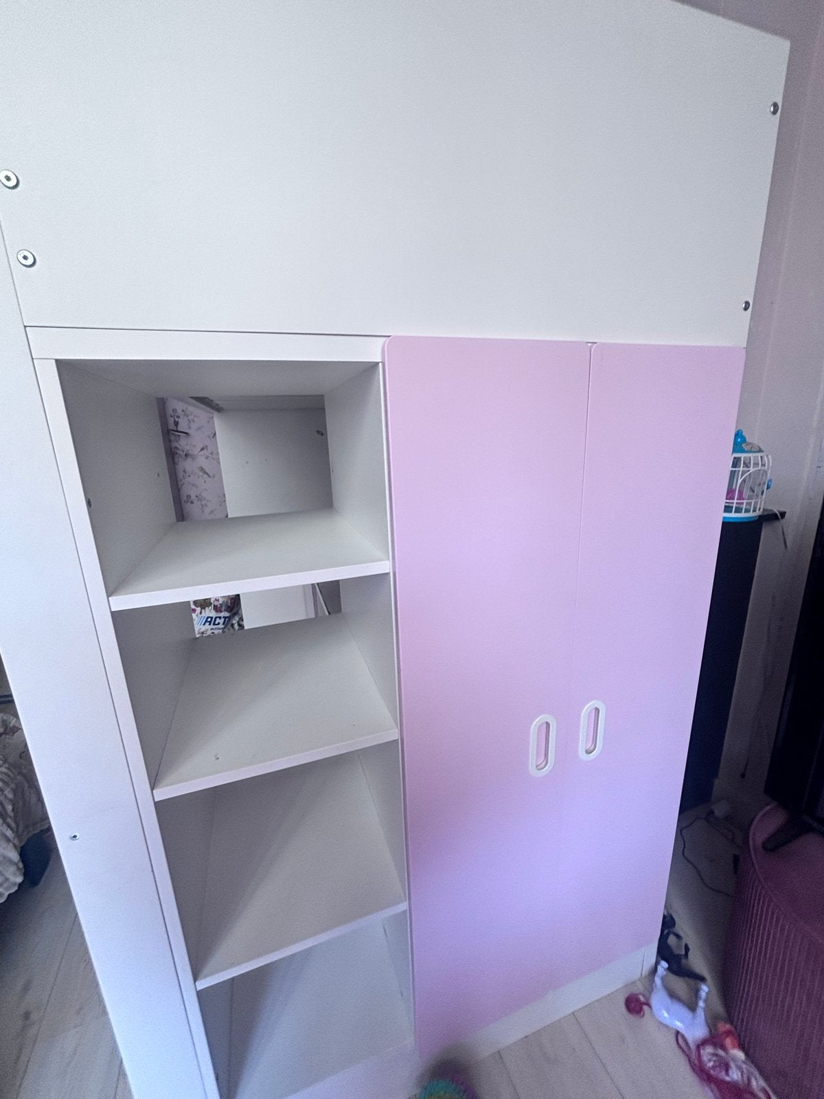 IKEA SMÅSTAD Hoogslaper met bureau en kledingkast, Ophalen, Gebruikt, Eenpersoons, 200 cm