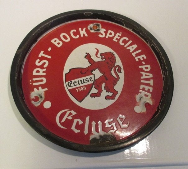 zeldzaam emaille dienblad bier Furst Bock Ecluse, Ophalen of Verzenden, Reclamebord, Plaat of Schild, Overige merken