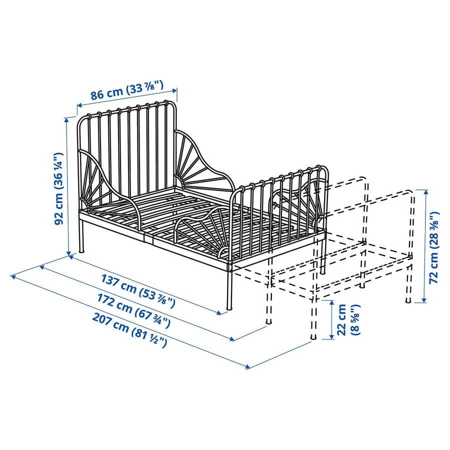 2 verstelbare kinderbedden (blauw en roze)zonder matras, Huis en Inrichting, Ophalen, Verstelbaar, Eenpersoons, Blauw