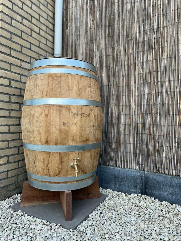Regenton eiken wijnvat whiskyvat wateropvang bloembak hout, Gerard Krale, 150 liter of meer, Nieuw, Ophalen of Verzenden