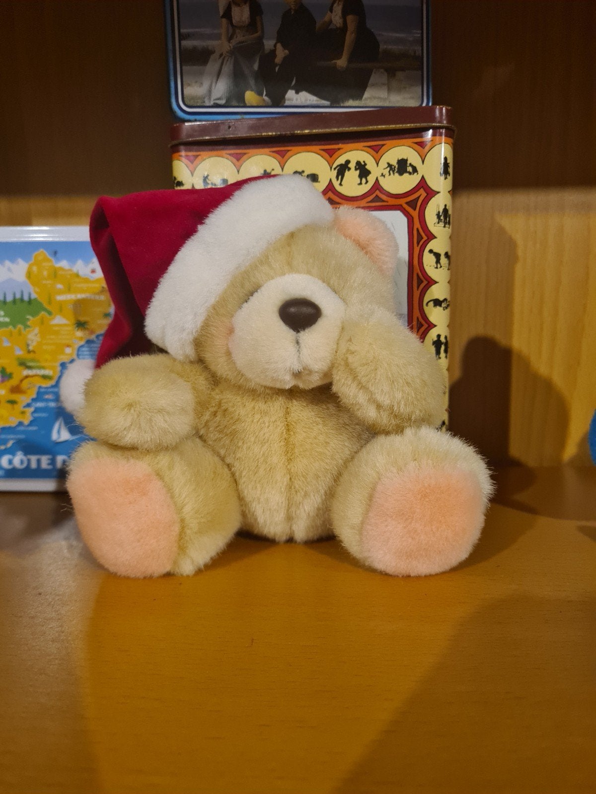 Kerstbeer knuffel met kerstmuts Forever Friends Kerst, Gebruikt, Overige merken, Overige karakters, Beer