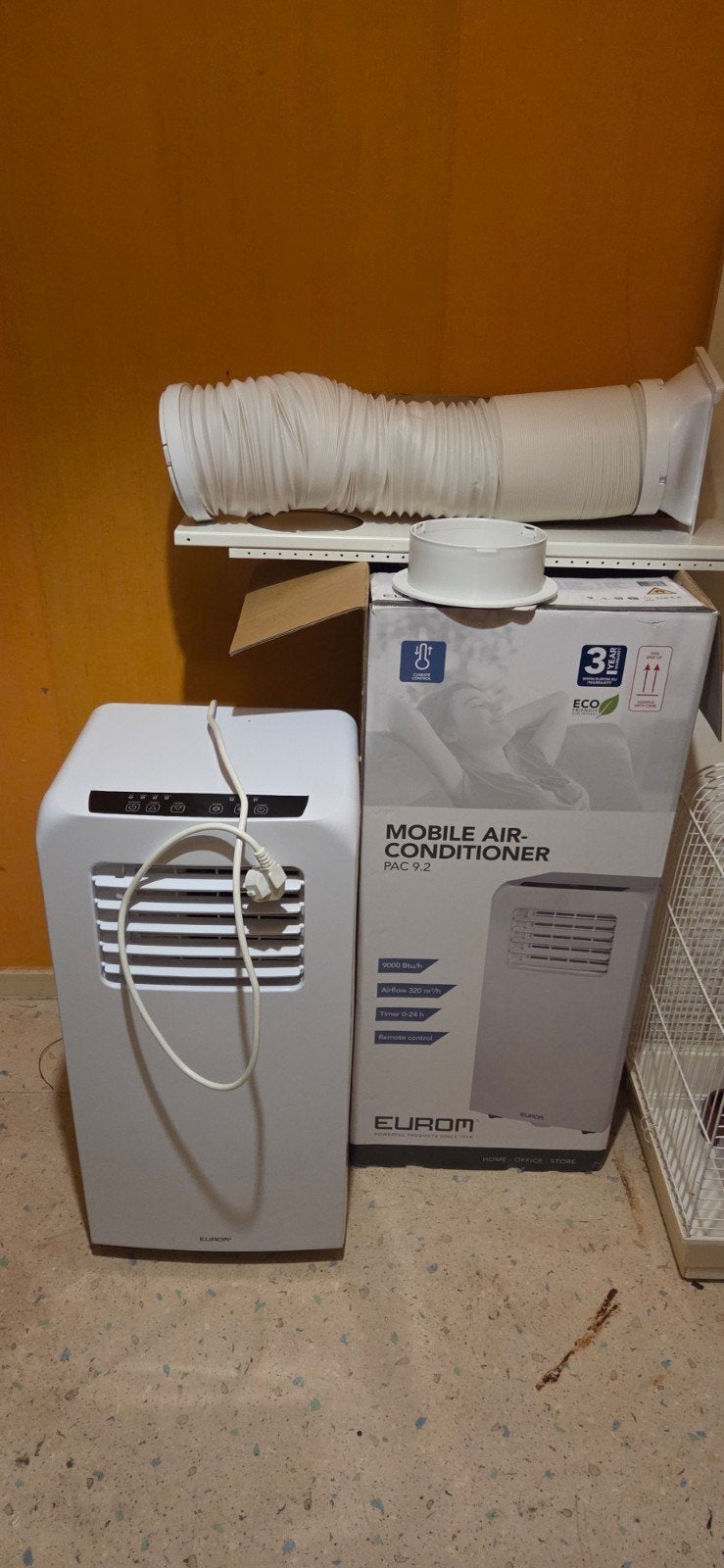 Mobiele airco 9000 BTU met 2 jaar garantie, bon en doos, Ophalen, Timer, Minder dan 60 m³, 3 snelheden of meer