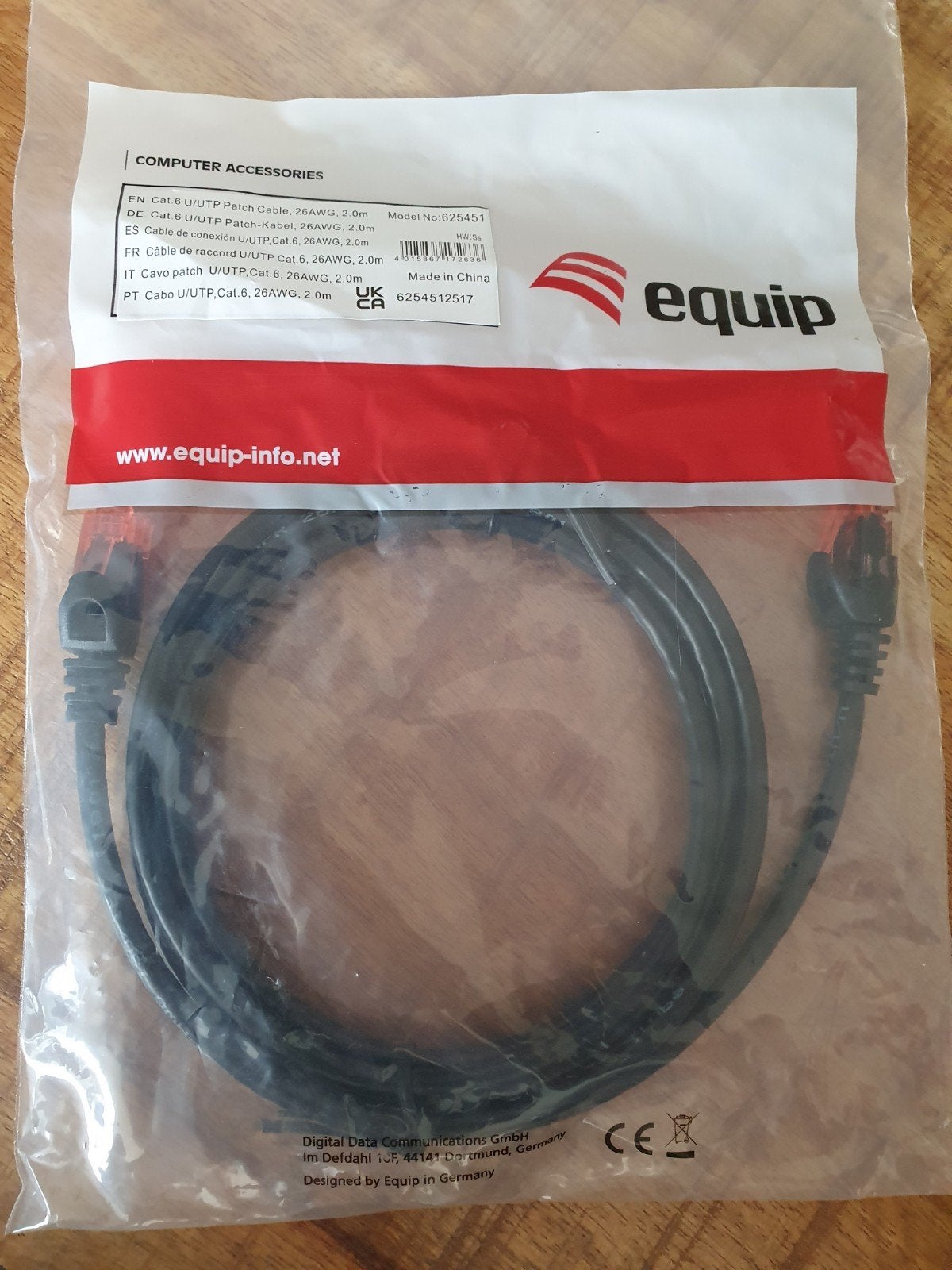 Equip Cat.6 U/UTP Patch Kabel, 26AWG, 2.0m, Ophalen of Verzenden, Nieuw