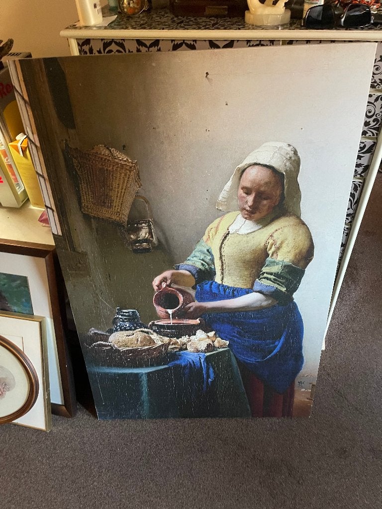 Schilderij melkmeisje op canvas, Ophalen of Verzenden