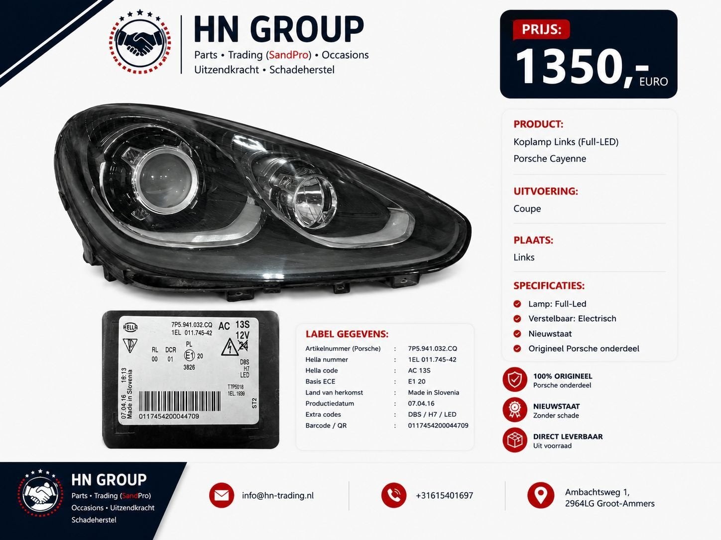 PORSCHE CAYENNE 7P5 FACELIFT XENON KOPLAMPEN KOPLAMP, Auto-onderdelen, Gebruikt, -, -, Ophalen of Verzenden