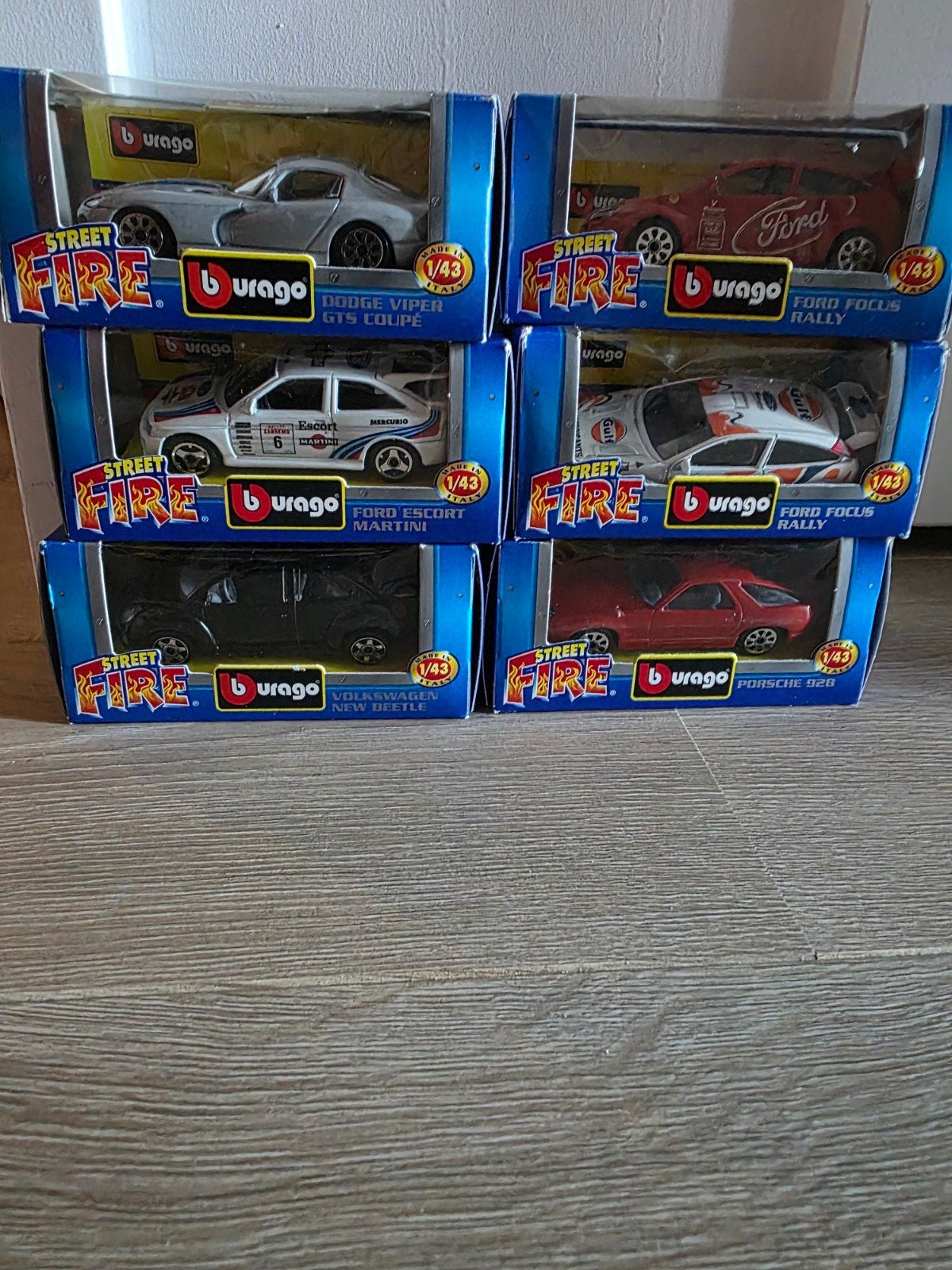 Complete originele set Burago Street Fire 1/43 auto's, Ophalen of Verzenden, Zo goed als nieuw