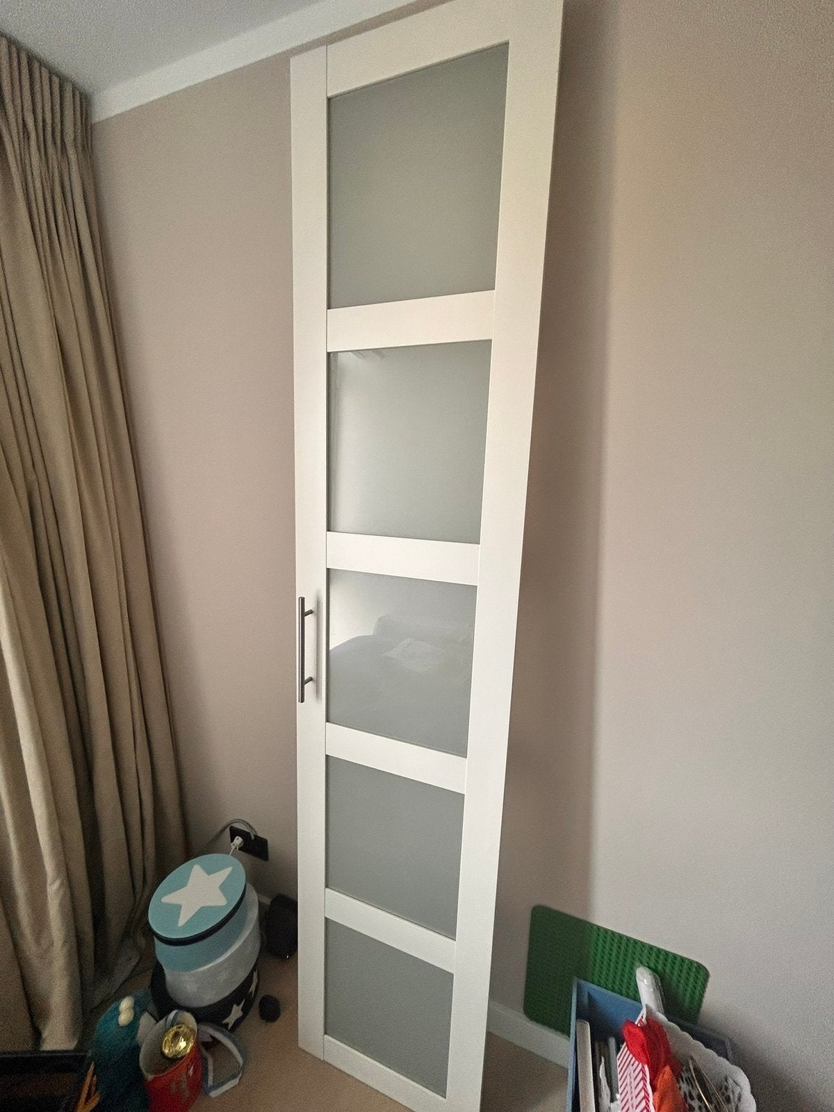 IKEA BERGSBO Deur met scharnieren, glas/wit, 50x229 cm, Ophalen, Gebruikt, 200 cm of meer, 50 tot 100 cm