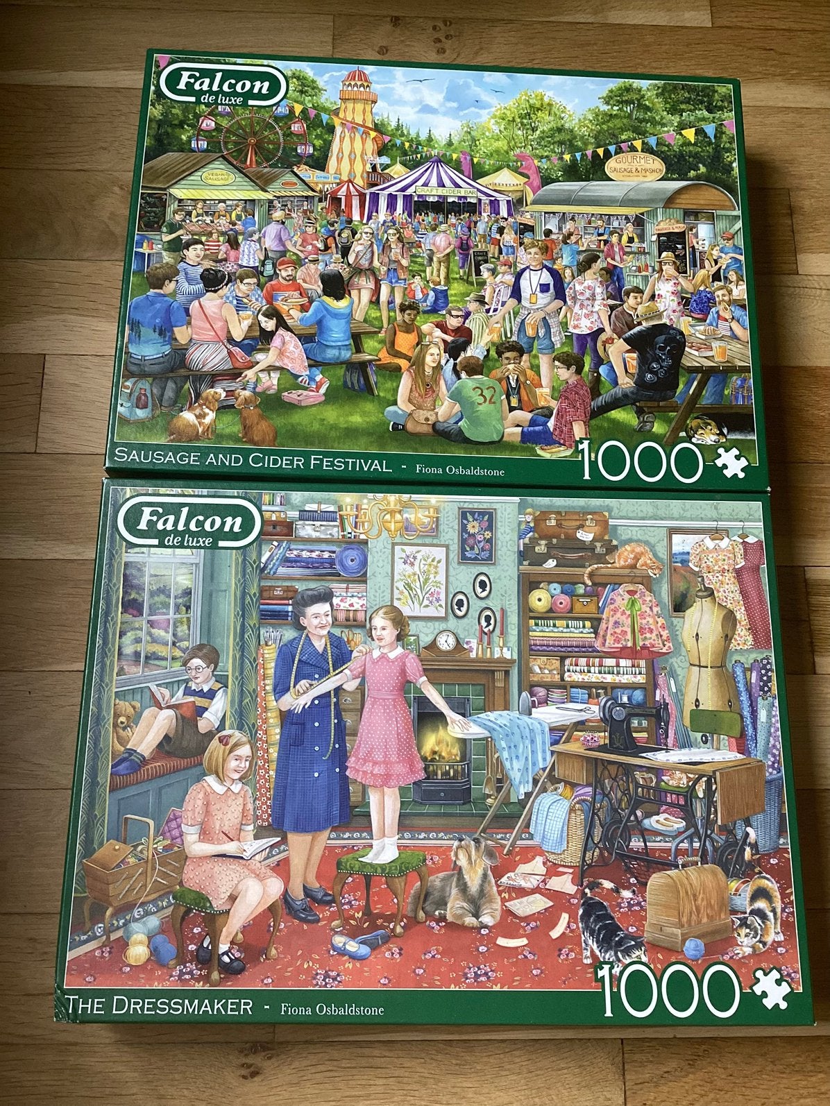 2 Falcon de luxe legpuzzels, 1000 stukjes, Ophalen of Verzenden, 500 t/m 1500 stukjes, Gebruikt, Legpuzzel