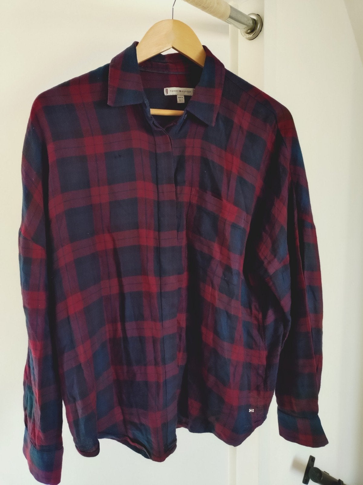 Tommy Hilfiger dames blouse geruit rood/blauw, Ophalen of Verzenden, Maat 36 (S), Gedragen, Rood