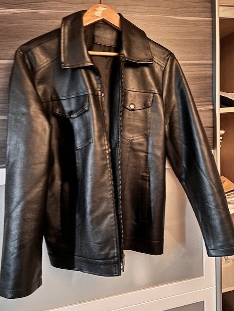 Leren (look) heren jas tussen l en xl nieuw, Ophalen of Verzenden, Nieuw, Maat 56/58 (XL), Zwart