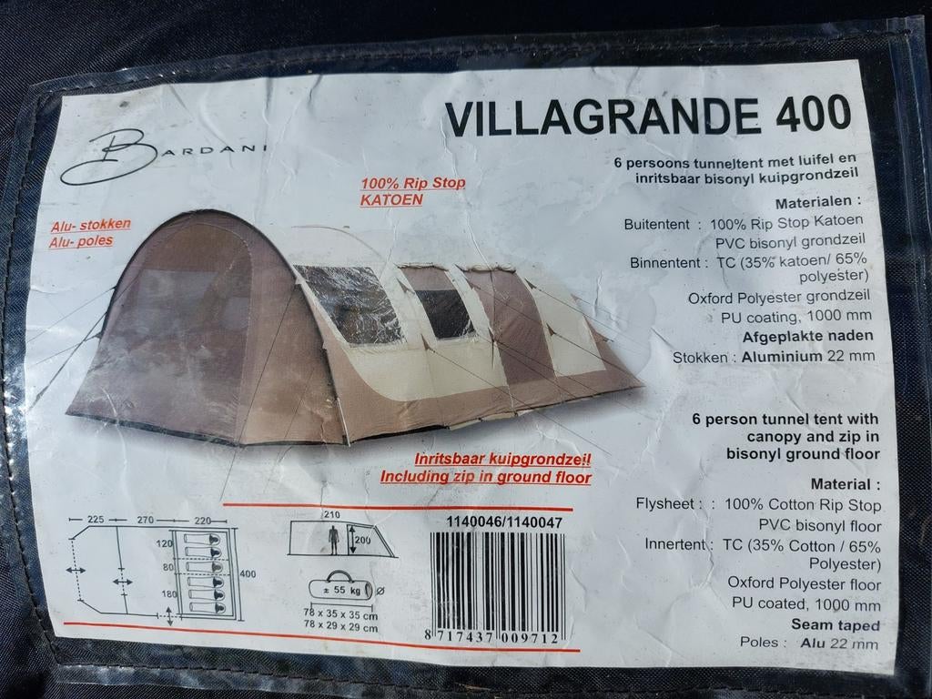 Bardani Villagrande 400, Caravans en Kamperen, Tenten, Ophalen