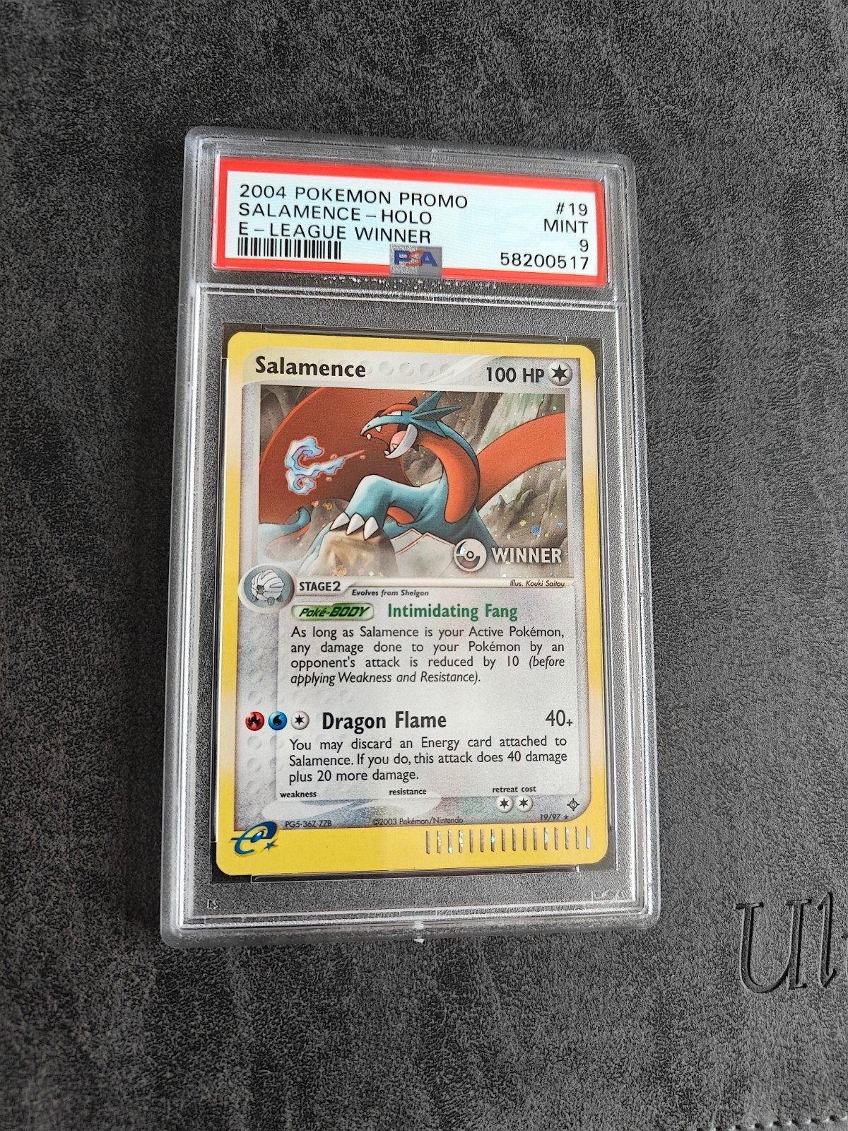 Salamence Holo E-League Winner PSA 9, Hobby en Vrije tijd, Ophalen of Verzenden, Zo goed als nieuw, Losse kaart, Foil