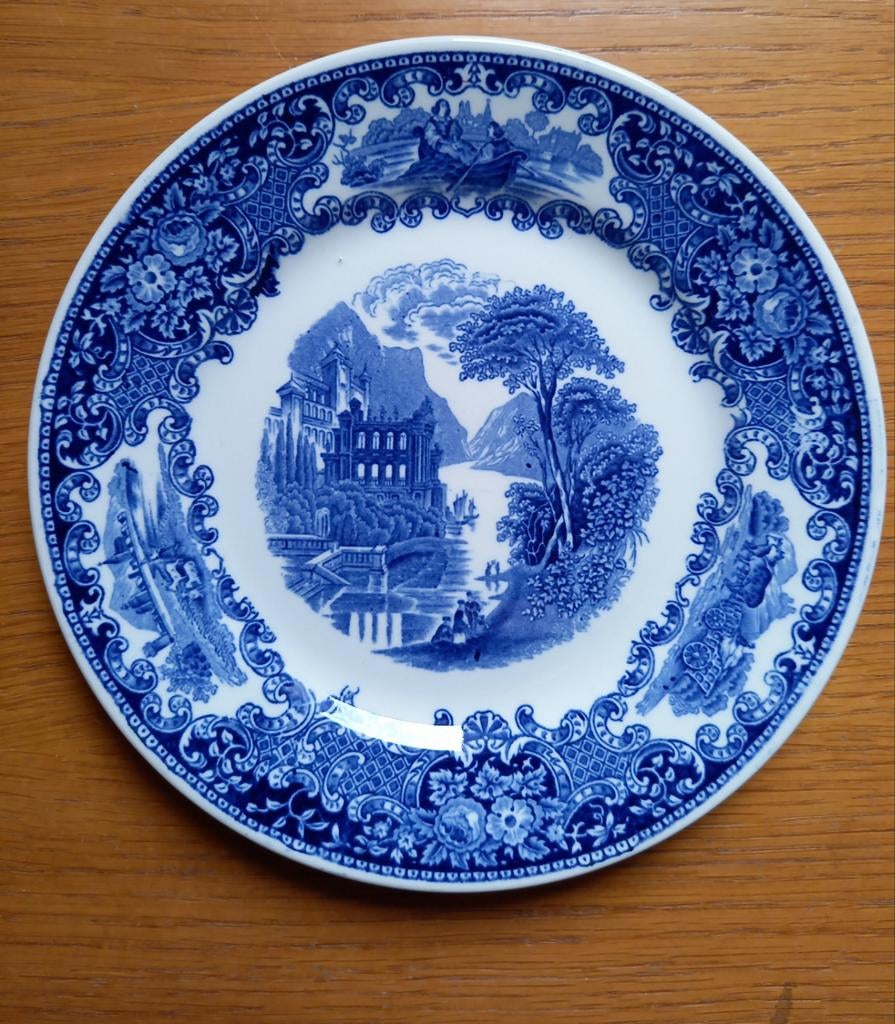 Vintage Castillo Delfts Blauw Bord - Scène met Kasteel, Ophalen of Verzenden