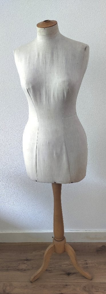 Vrouwelijke kleermakers buste / paspop Vintage Houten voet, Ophalen, Gebruikt, Paspop