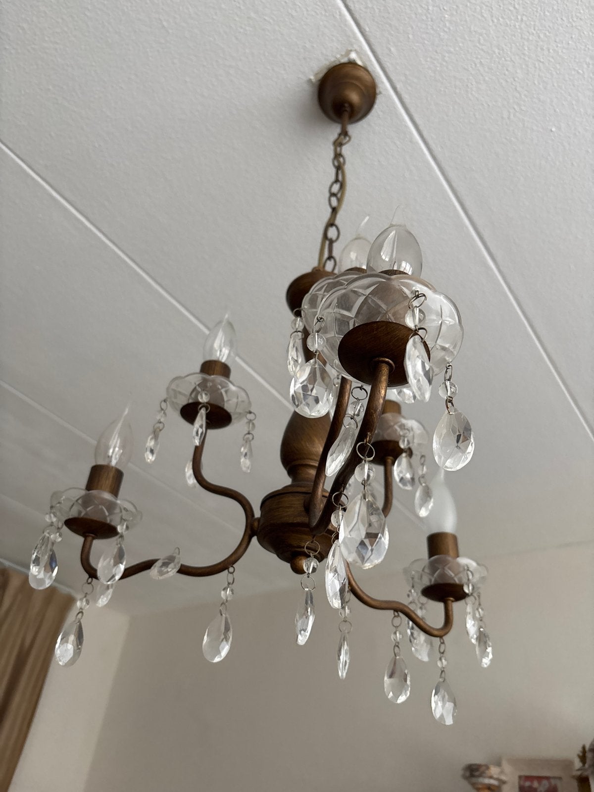 Laura Ashley Kroonluchter met kristallen - Den Haag, Ophalen of Verzenden, Gebruikt, Glas