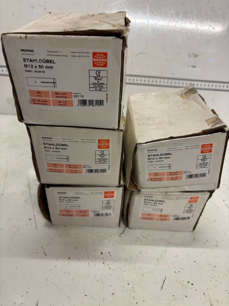 MUPRO Stahldübel M12x50mm en M8x40mm, verzinkt, Ophalen of Verzenden, Nieuw