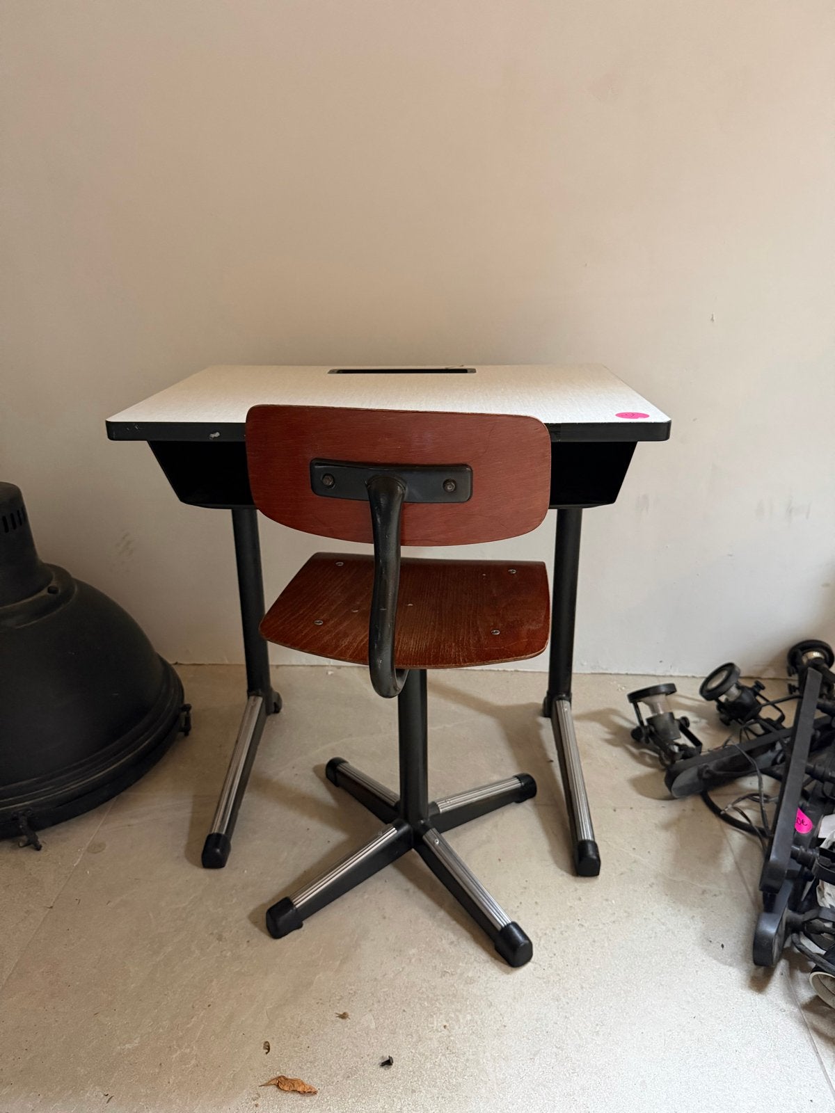 Kinderbureau met stoel - vintage, Ophalen, Gebruikt, Metaal, Kinderbureau