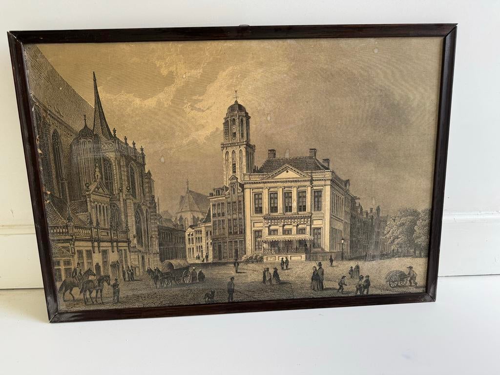 Stadsgezicht Zwolle - Staalgravure uit 1858, Ophalen, 1800 - 1899, Met tekst, Stadsgezicht