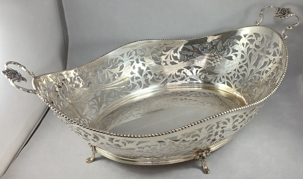 Zilveren broodmand 39 cm antiek 835 zilver, Antiek en Kunst, Ophalen of Verzenden, Zilver