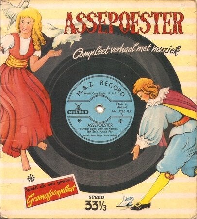 ASSEPOESTER grammofoonplaat op karton ondergrond met boekje, Ophalen, Gebruikt, 7 inch