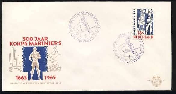 Nederland FDC E77 Zonder Adres, Korps Mariniers 1965, Postzegels en Munten, Ophalen of Verzenden, Onbeschreven, Nederland