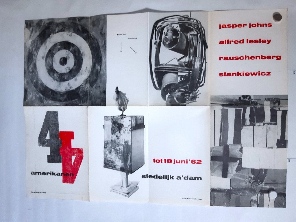 Originele poster Stedelijk Museum Amsterdam 4 Amerikanen, Verzenden, Rechthoekig Liggend, Zo goed als nieuw, A1 t/m A3