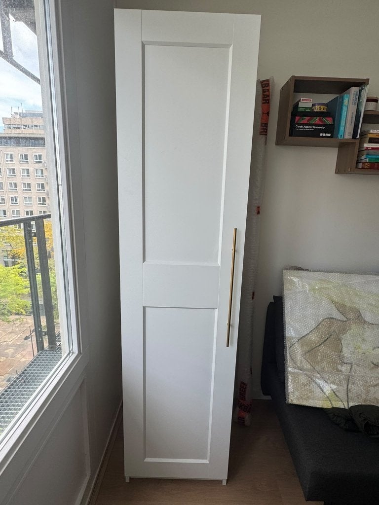 IKEA PAX kast 50x60x200 cm wit + messing handgreep, Ophalen, 200 cm of meer, 50 tot 100 cm, Met lade(s)