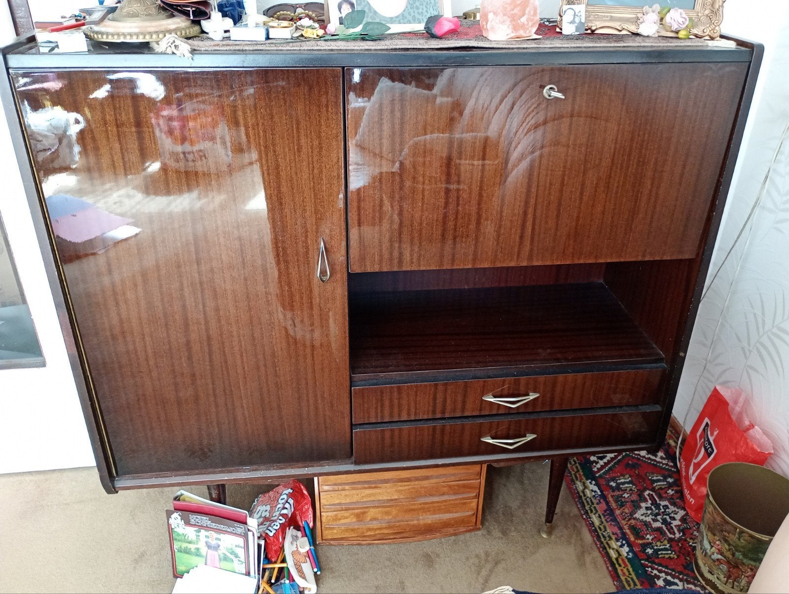 Vintage Highboard in mooie staat, Ophalen, 25 tot 50 cm, 50 tot 100 cm