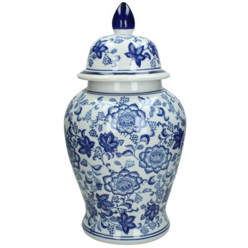 Chinees porseleinen gemberpot met blauw-wit bloemmotief, Ophalen of Verzenden, Overige vormen, Aardewerk, Binnen