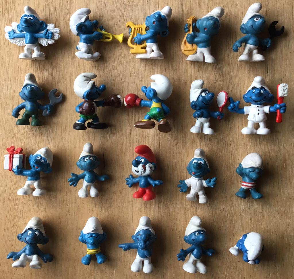 20 vintage smurfen Schleich (18x) & Bully (2x), Verzamelen, Ophalen of Verzenden, Gebruikt, Verschillende Smurfen
