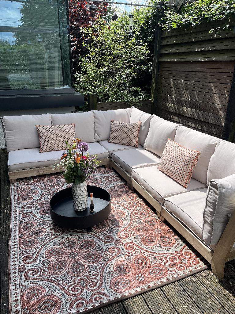 luxe loungebank loungeset acaciahout 6-zits, Tuin en Terras, Ophalen, Hardhout, 6 zitplaatsen, Zo goed als nieuw