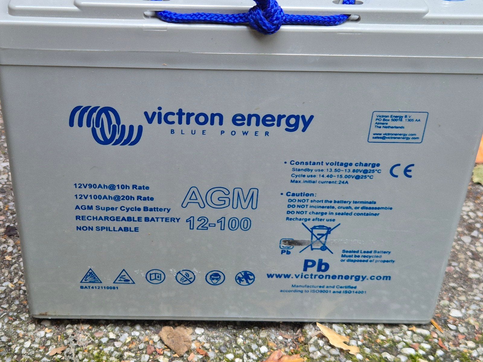 Victron Energy AGM 12-100 Accu - 12V 100Ah, Ophalen, Gebruikt, 46 km of meer, Overige merken