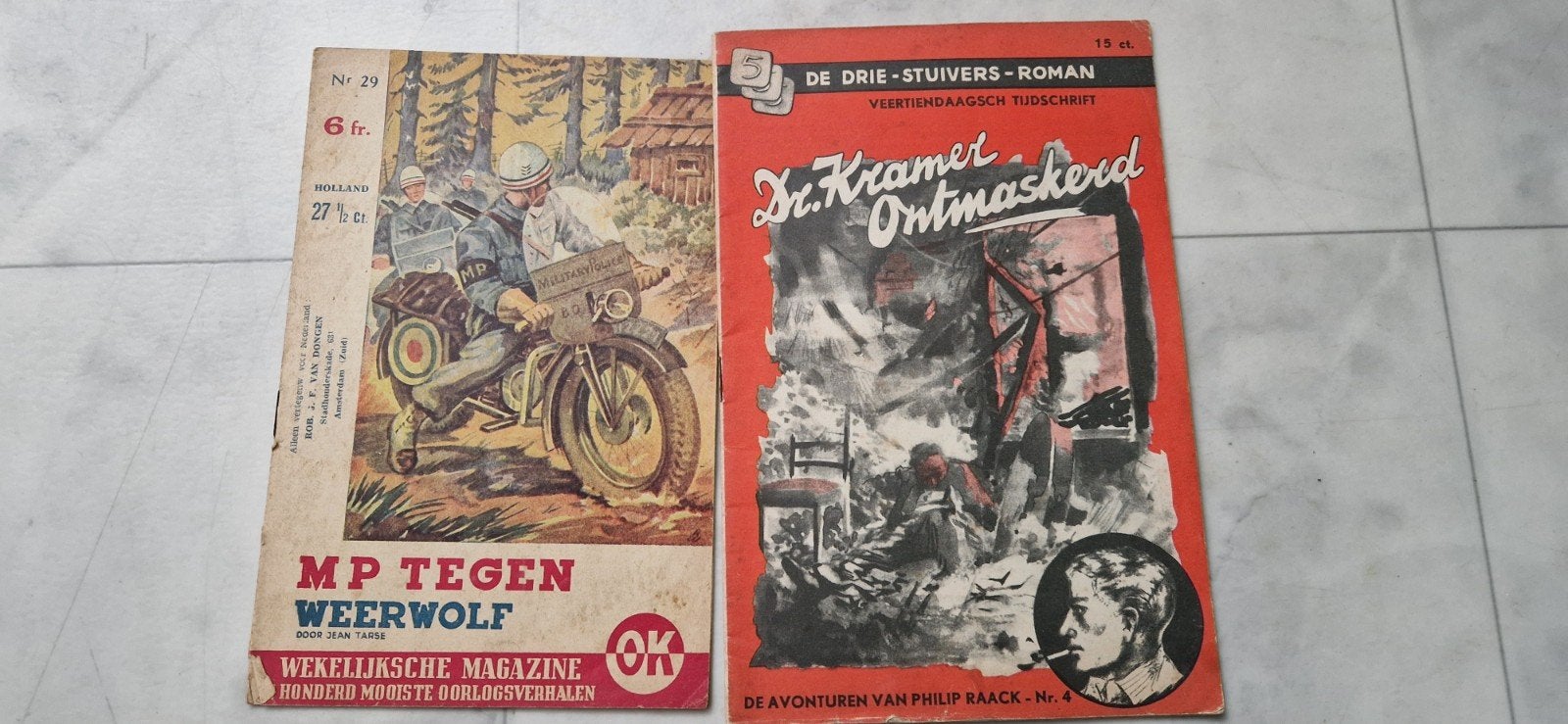 Oude tijdschriften:MP Tegen Weerwolf en De Kramer Ontmaskerd, Ophalen of Verzenden, Tweede Wereldoorlog, Gelezen