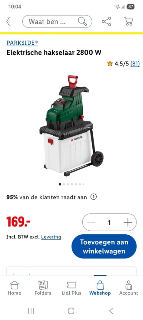 Hakselaar, Tuin en Terras, Hand-tuingereedschap, Ophalen, Zo goed als nieuw, Parkside
