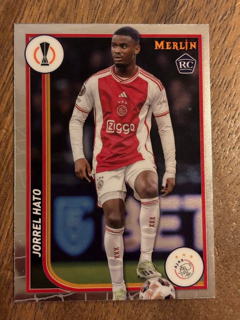Jorrel Hato Spelerskaart - Ajax - Merlin Collections, Ophalen of Verzenden, Nieuw, Ajax, Spelerskaart