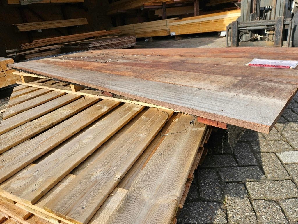 1 x hardhouten beschoeiingsschot 250x120x4 cm.  Goedkoop!!!, Doe-het-zelf en Verbouw, 25 tot 50 mm, Zo goed als nieuw, 250 tot 300 cm