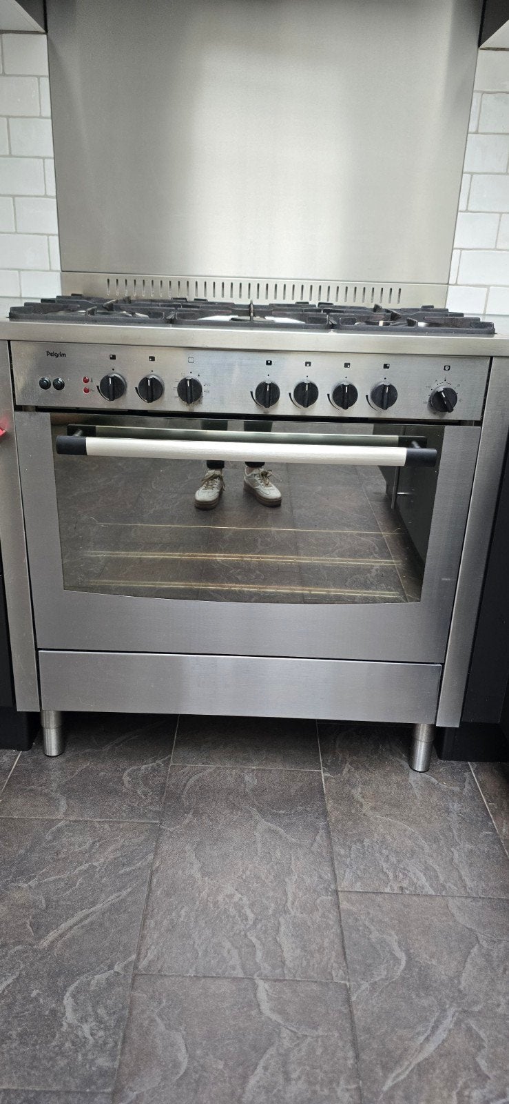 Pelgrim Vrijstaand Gasfornuis met Oven - RVS, Gebruikt, 60 cm of meer, Ophalen of Verzenden, Gas