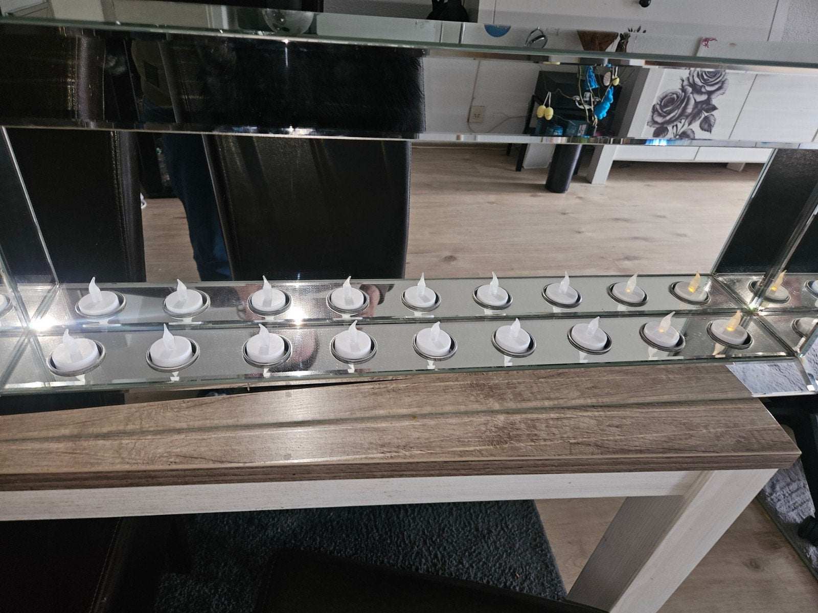 Open sier haart op kaarsje spiegel glass, Ophalen of Verzenden