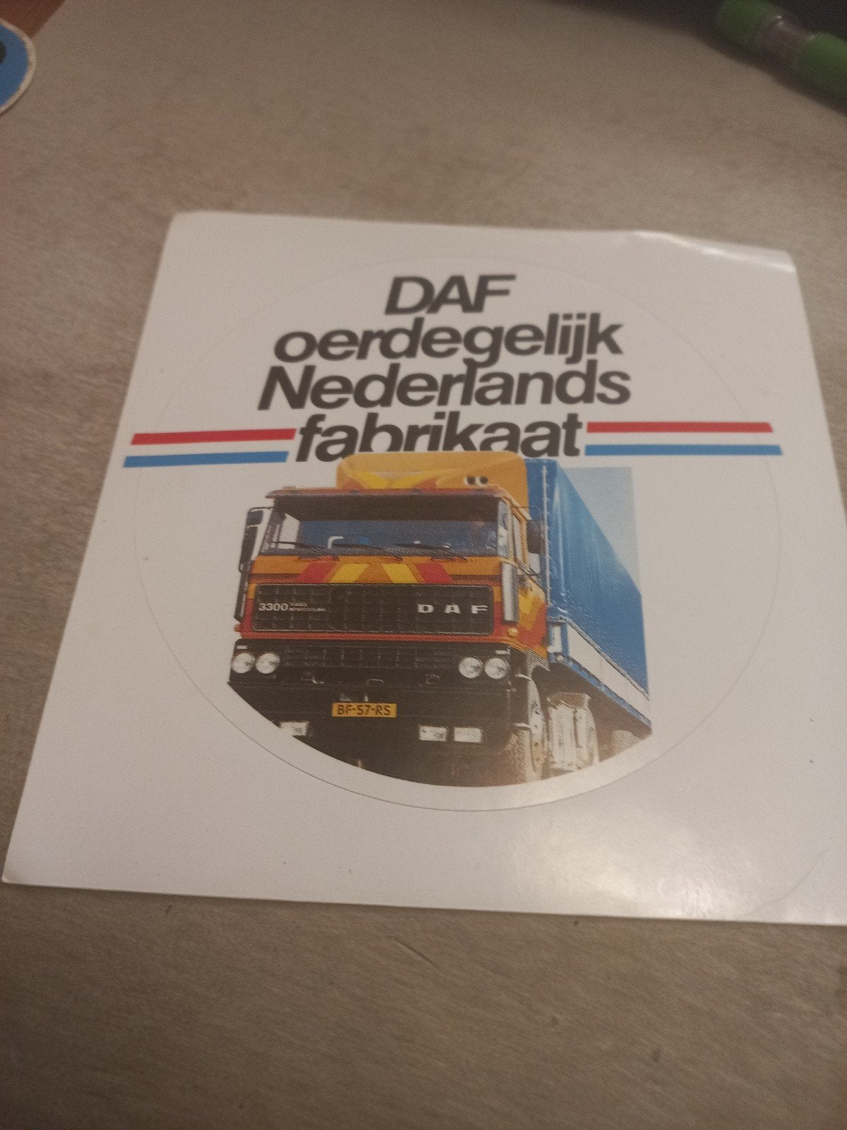 DAF oerdegelijk Nederlands fabrikaat sticker, Ophalen of Verzenden, Zo goed als nieuw