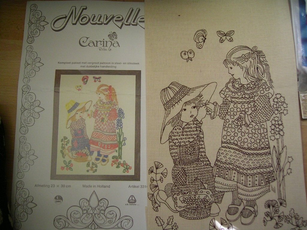 Nouvelle - 3 Stof en patroon. Carina 33105. Ook DMC Garens, Ophalen of Verzenden, Nieuw, Handborduren, Patroon
