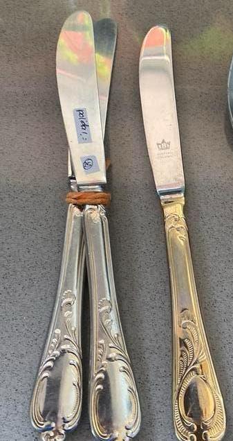 Barok bestek 2 en 1 lunchmes verguld, Antiek en Kunst, Ophalen of Verzenden