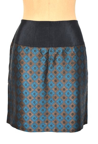Reiss satijnen rok, bronze/teal rokje, Mt. M, Maat 38/40 (M), Reiss, Zo goed als nieuw, Boven de knie