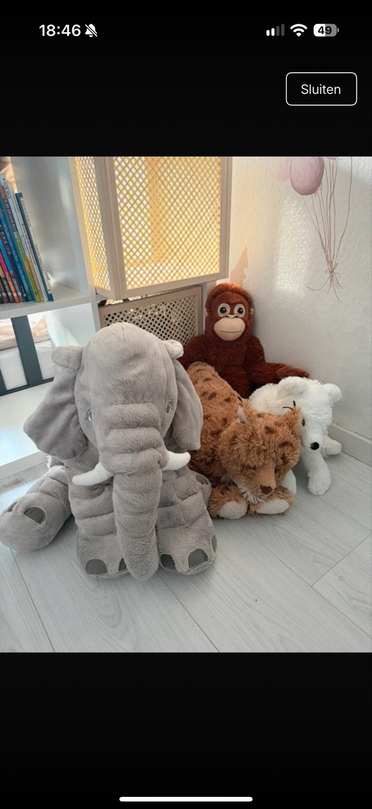 IKEA Knuffels: Olifant, Aap, Tijger en IJsbeer, Gebruikt, IKEA, Ophalen of Verzenden, Middelgroot (20 tot 80 cm)