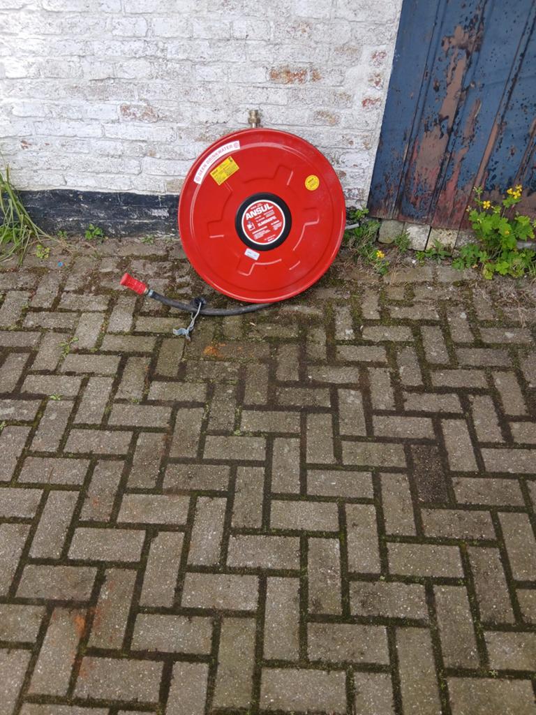 Brandslanghaspel, Huis en Inrichting, Brandblussers en Brandkasten, Ophalen, Gebruikt, Brandblusser